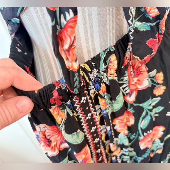 Angie Black Maxi Dress with Red & Green Floral Print - Picture 6 of 8